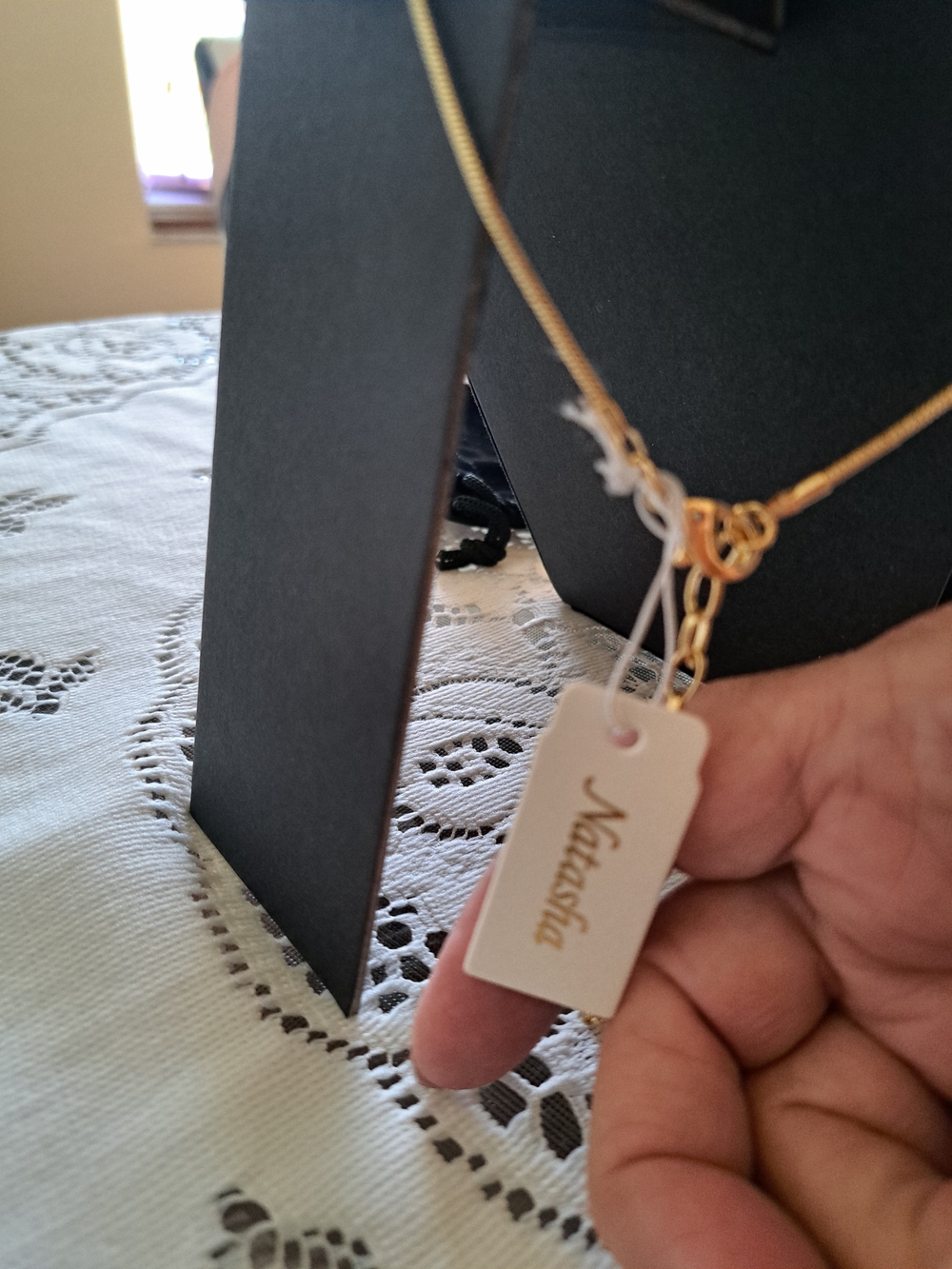 Natasha Couture Gold-tone Necklace with Tag - Picture 6 of 6